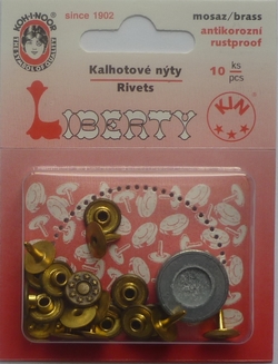 Rivets with Tool 9.4mm (10 pcs), Antique brass